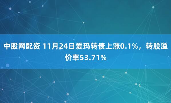 中股网配资 11月24日爱玛转债上涨0.1%，转股溢价率53.71%